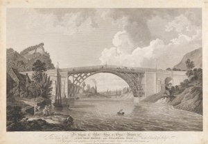 Uitzicht op de gietijzeren brug bij Coalbrookdale door William Ellis