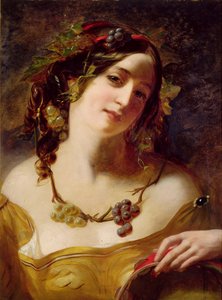 Een Bacchante (olieverf op molenkarton) door William Etty