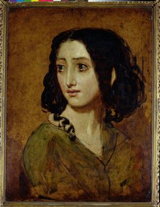 Studie van Mlle Rachel (olieverf op molenkarton) door William Etty