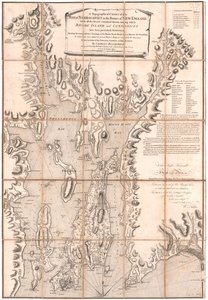 Een topografische kaart van Rhode Island door Blaskewitz door William Faden