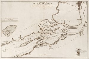 De loop van de Delaware River van Philadelphia naar Chester, Noord-Amerika door William Faden