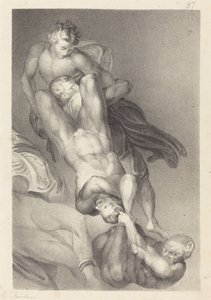 Deel van het Laatste Oordeel van Michelangelo door William Fairland after John Flaxman