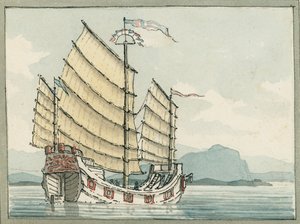 De Chinese Jonk door William Ffarington