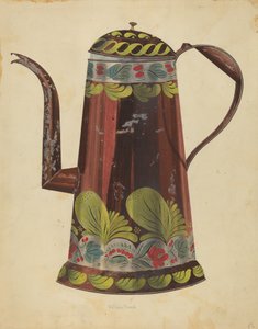 Toleware Blikken Koffiepot, ca. 1937 door William Frank