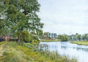 Op de Ouse bij Hemingford Grey, met het Landhuis in de Verte door William Fraser Garden