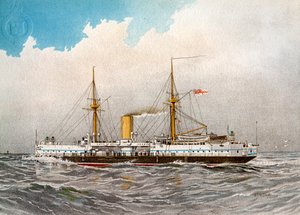 HMS Colossus, Royal Navy 2e klasse slagschip, ca. 1890-ca. 1893 door William Frederick Mitchell