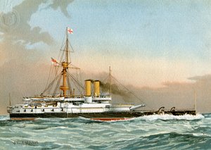 HMS Victoria, Koninklijke Marine 1e Klasse Slagschip door William Frederick Mitchell