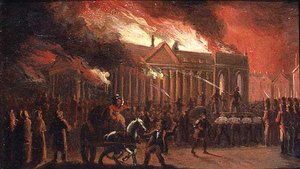 De brand van het stadhuis van Liverpool in 1795