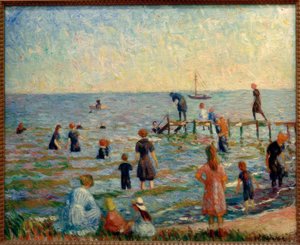Zwemmen in Bellport, Long Island door William Glackens