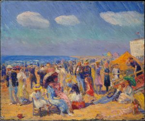 Mensenmassa aan de kust door William Glackens