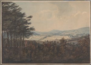 Landschap met vallei en bergen