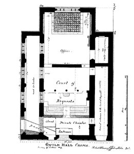 Een plan van Guildhall Chapel, King Street, Cheapside, Londen door William Griggs