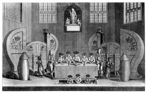 Trekking van de staatsloterij in Guildhall, City of London, 1763 1886
