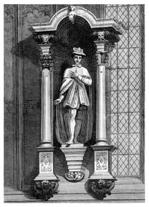 Het standbeeld van Edward VI, van de voorkant van de Guildhall Chapel, City of London