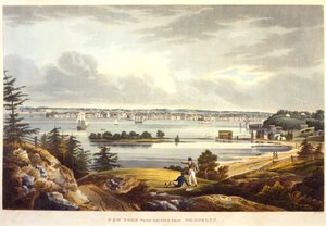 New York vanaf de hoogten bij Brooklyn, gegraveerd door John Hill door William Guy Wall