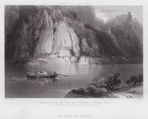 Inscriptie op de Via-Trajana, Kazan Pass (gravure) door William H. Bartlett