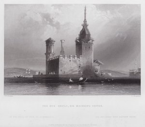 De Guz Couli, of Meisjestoren (gravure) door William H. Bartlett