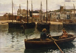 De haven, St. Ives, Cornwall, 1885 door William H. Bartlett