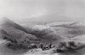 De Olijfberg en Jeruzalem, vanuit het noordoosten door William H. Bartlett