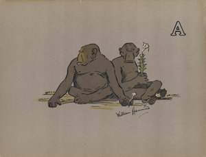 Letter A, Esthetische antropoïde apen die abnormaal apathische houdingen aannemen door William Hammond