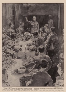 Het Vieren van de Intocht in Bloemfontein, het Diner gegeven door Lord Roberts in de Club