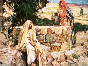 Christus en de vrouw van Samaria door William Hatherell
