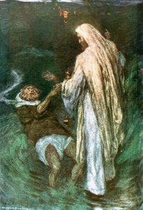 Christus loopt op het water door William Hatherell