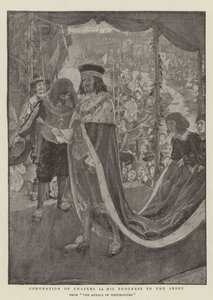 Kroning van Karel I, zijn Optocht naar de Abdij door William Hatherell