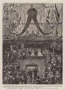 Toetreding van Koningin Wilhelmina, de Troonceremonie in de Nieuwe Kerk, Amsterdam door William Hatherell