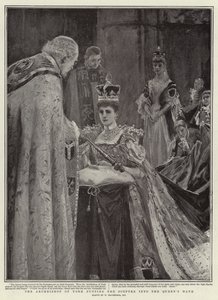 De Aartsbisschop van York die de Scepter in de Hand van de Koningin Plaatst