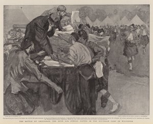 De slag bij Omdurman, de stormloop op de zondagskranten in het zuidelijke kamp in Wiltshire door William Hatherell
