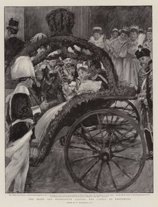 De Bruid en Bruidegom verlaten het Kasteel van Ehrenburg door William Hatherell