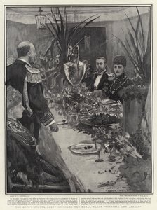 Het Diner van de Koning aan Boord van het Koninklijke Jacht Victoria en Albert door William Hatherell