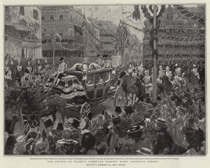 De koets van de Prins van Wales die Cockspur Street passeert door William Hatherell