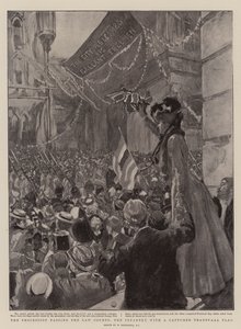 De Processie langs de Rechtbanken, de Infanterie met een Veroverde Transvaalse Vlag door William Hatherell