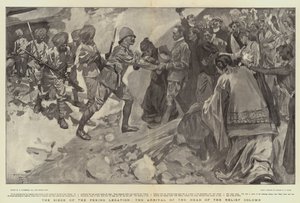 Het Beleg van de Peking Legatie, de Aankomst van het Hoofd van de Hulptroep door William Hatherell