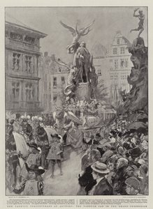 De Vandyck Tercentenary in Antwerpen, de Vandyck-wagen in de grote processie