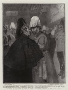 Het bezoek van de Prins van Wales aan Berlijn, de begroeting van de Kaiser op het Lehrte-station door William Hatherell
