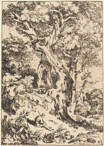 Studie van Bomen en Struiken met Zittende Figuur door William Havell