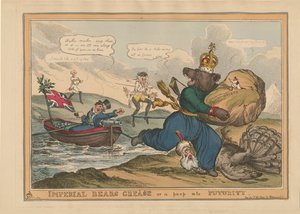 Keizerlijke berenvet Griekenland of een blik in de toekomst. Karikatuur over de Russisch-Turkse oorlog, 1828