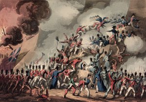 Bestorming van St. Sebastian, 31 augustus 1813, gegraveerd door Thomas Sutherland door William Heath