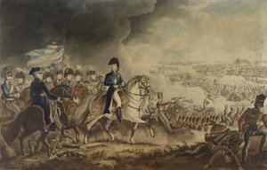 De hertog van Wellington en de meest onderscheiden officieren bij de Slag bij Waterloo, 18 juni 1815, aquatint door W.T. Fry en T. Sutherland, uitgegeven door J. Jenkins, Londen, 18 juni 1817
