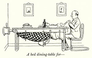 Een bed-eettafel voor door William Heath Robinson