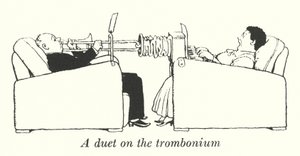 Een duet op de trombonium door William Heath Robinson