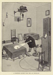 Een verrassingspakket voor de katteninbreker door William Heath Robinson