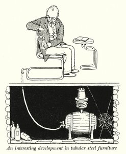 Een interessante ontwikkeling in buisvormige stalen meubels door William Heath Robinson