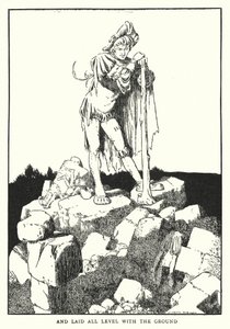 En legde alles gelijk met de grond (litho)