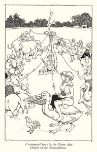 Gemeenschappelijke vreugden in het stenen tijdperk, oorsprong van de draaimolen door William Heath Robinson