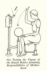 Voor het testen van de kracht van de klap voordat de verantwoordelijkheden van het moederschap worden aangenomen door William Heath Robinson