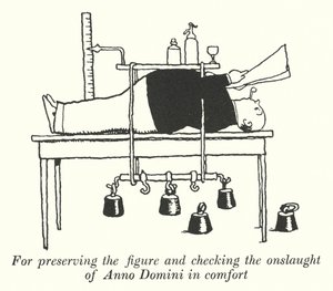 Om het figuur te behouden en de aanval van Anno Domini comfortabel te controleren door William Heath Robinson